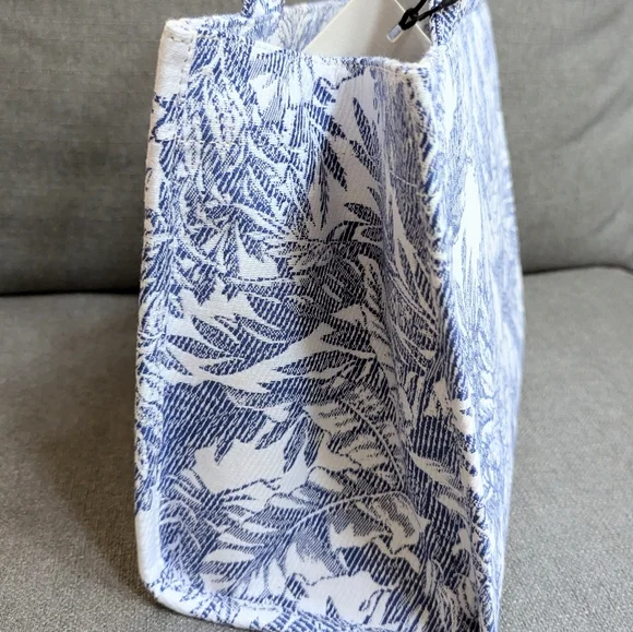 Blue and white embroidered small tote bag BNWT